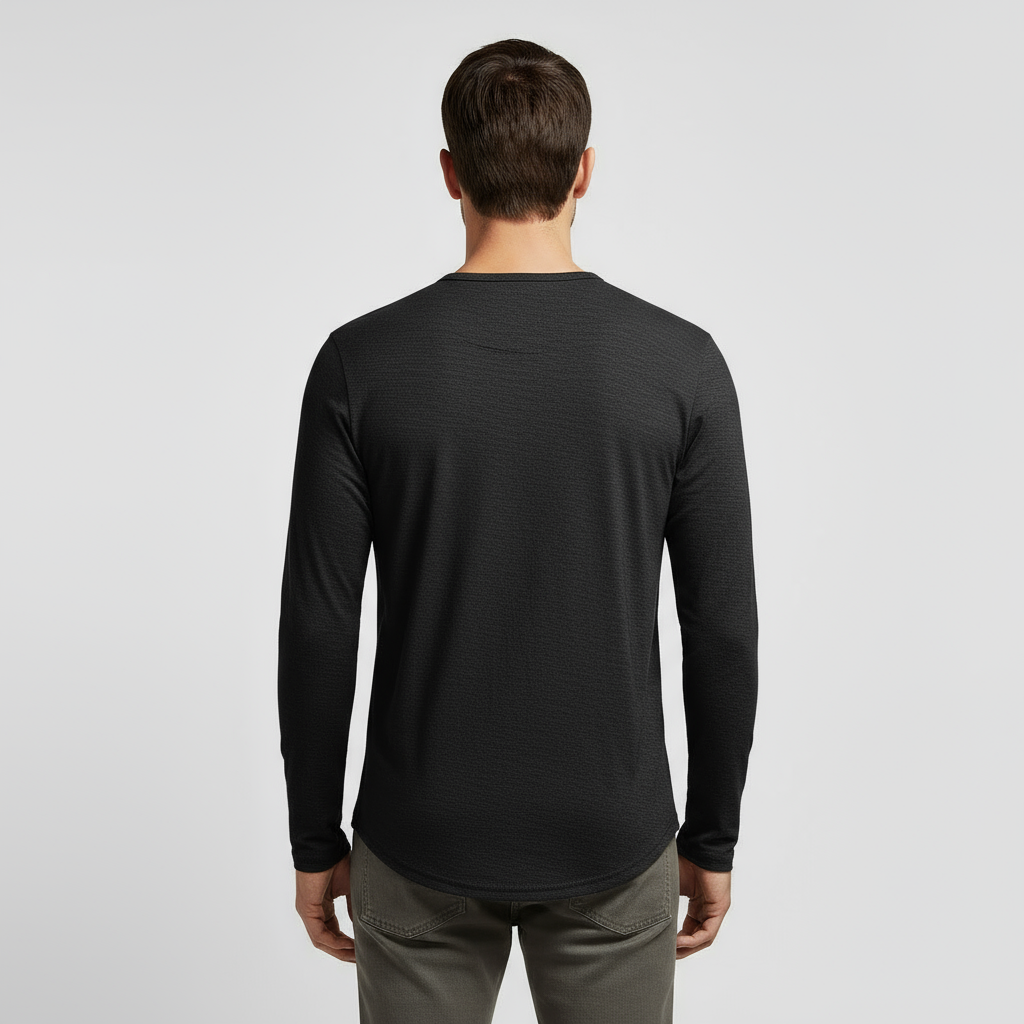 Men's Long Sleeve Henley T-Shirt - Cotton Blend Casual Top for Everyday Wear - Available in Multiple Colors