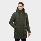 Men's Longline Puffer Coat - Insulated Winter Parka for Cold Weather Protection