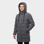 Men's Longline Puffer Coat - Insulated Winter Parka for Cold Weather Protection