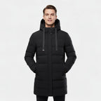 Men's Longline Puffer Coat - Insulated Winter Parka for Cold Weather Protection