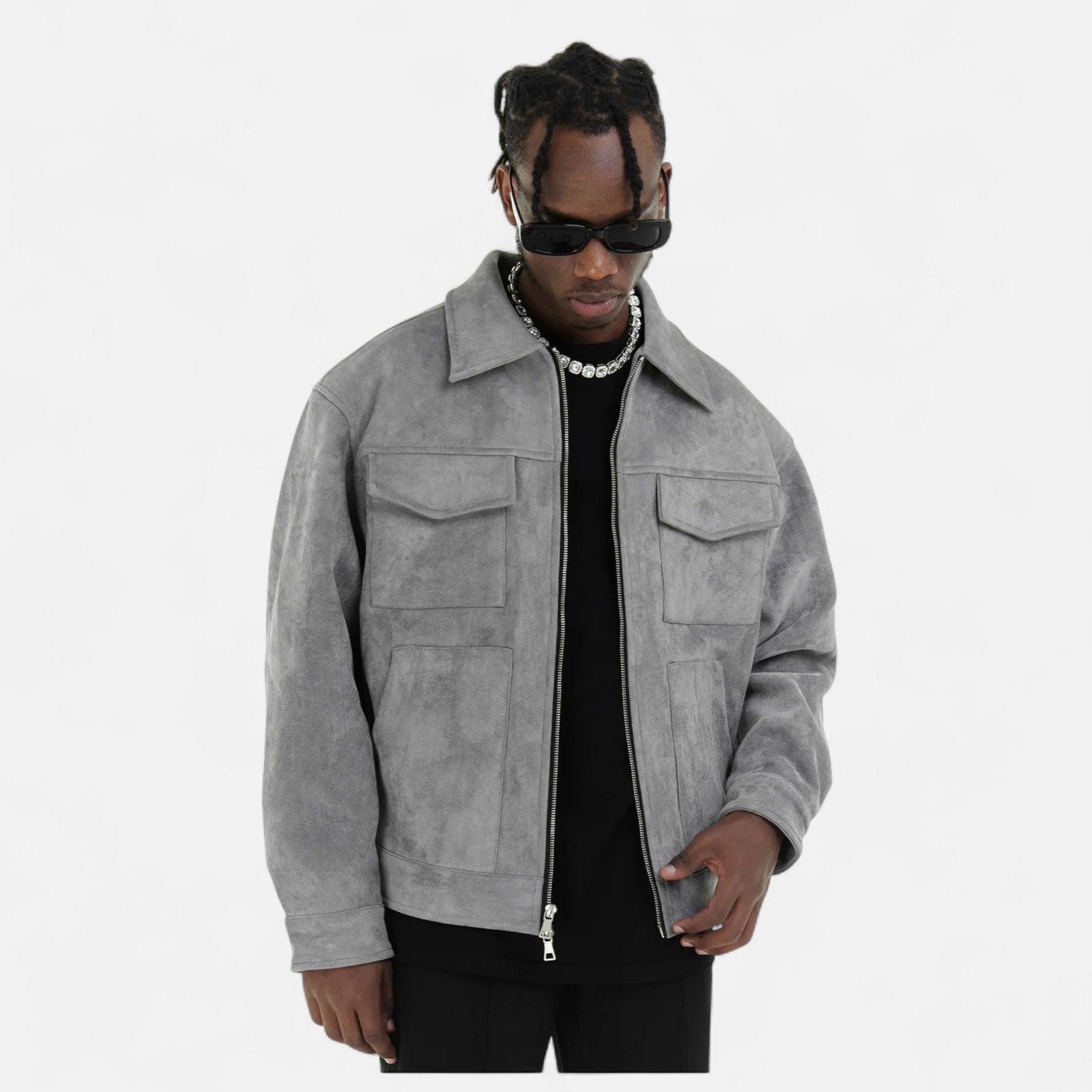 Men's Loose-Fit Suede Jacket | Casual Wear | Soft Material | Versatile Outerwear for Everyday Style