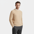 Men's Merino Wool Crew Neck Sweater - Raglan Sleeve Rib-Knit Jumper for Casual Wear