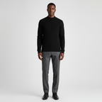 Men's Merino Wool Mock Neck Knit Jumper with Ribbed Trims for Casual Wear