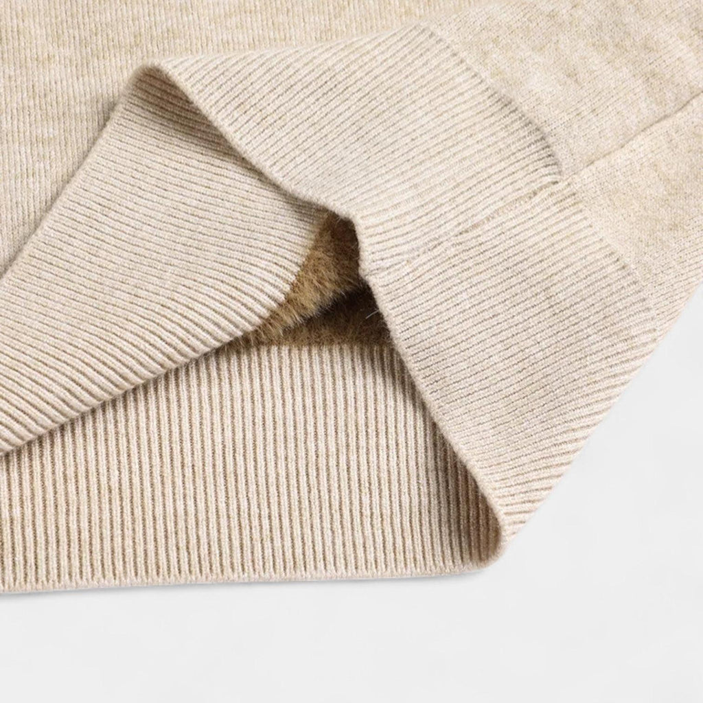 Men's Merino Wool Mock Neck Knit Jumper with Ribbed Trims for Casual Wear