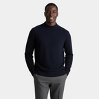 Men's Merino Wool Mock Neck Knit Jumper with Ribbed Trims for Casual Wear