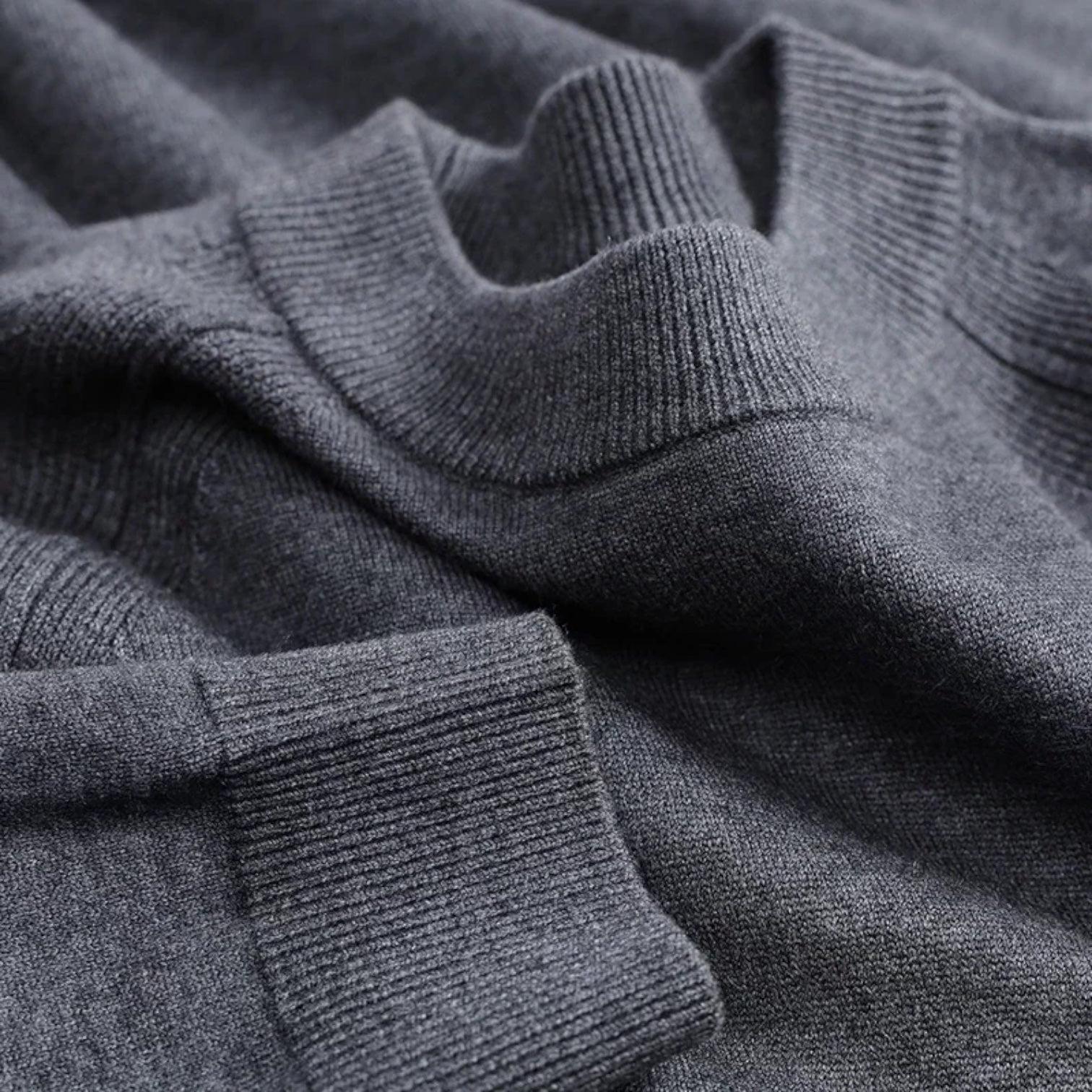 Men's Merino Wool Mock Neck Sweater - Raglan Sleeve Knit Jumper for Casual Wear and Layering