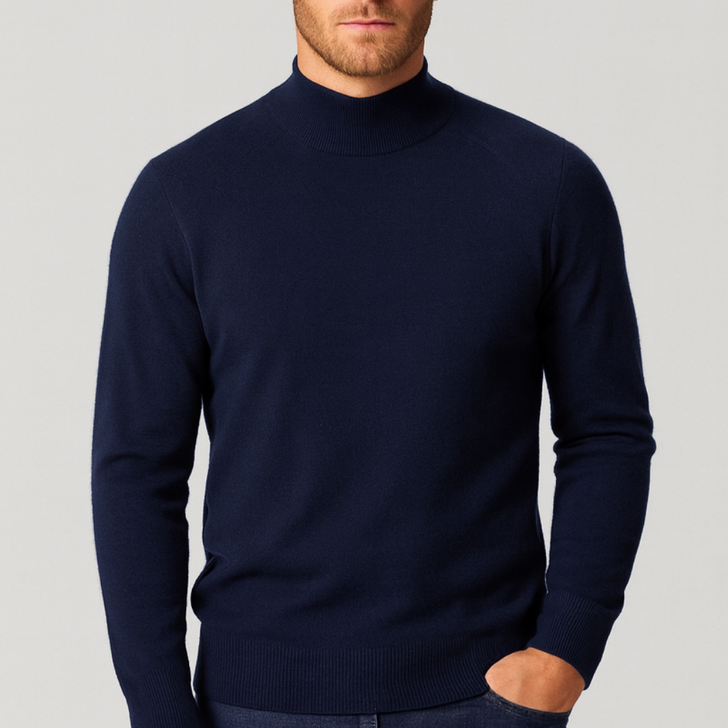 Men's Merino Wool Mock Neck Sweater - Raglan Sleeve Knit Jumper for Casual Wear and Layering