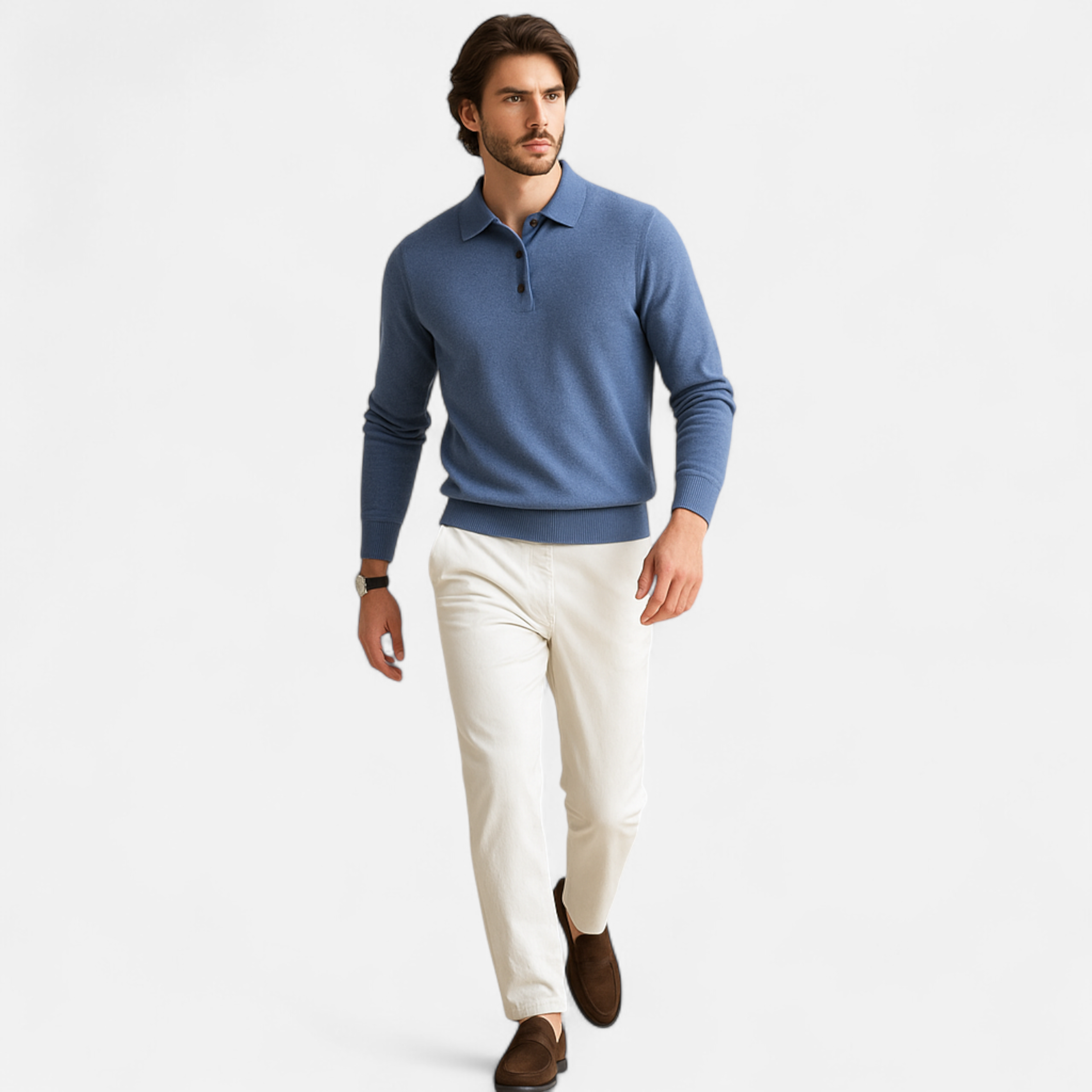 Men's Merino Wool Polo Sweater | Classic Fit | Casual Knitwear for Everyday Wear
