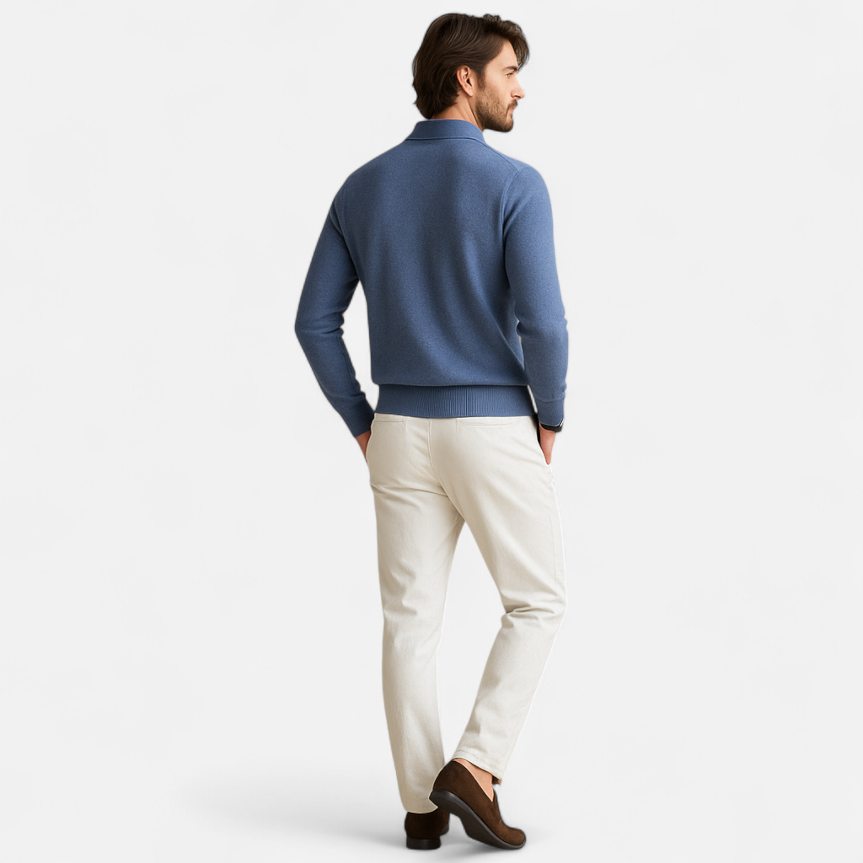 Men's Merino Wool Polo Sweater | Classic Fit | Casual Knitwear for Everyday Wear