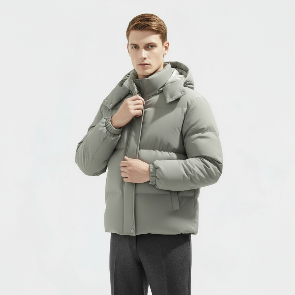 Men's Puffer Winter Jacket - Insulated Parka for Cold Weather Outdoor Activities - Water-Resistant, Hooded Design