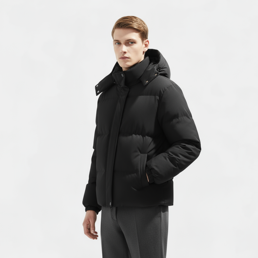 Men's Puffer Winter Jacket - Insulated Parka for Cold Weather Outdoor Activities - Water-Resistant, Hooded Design