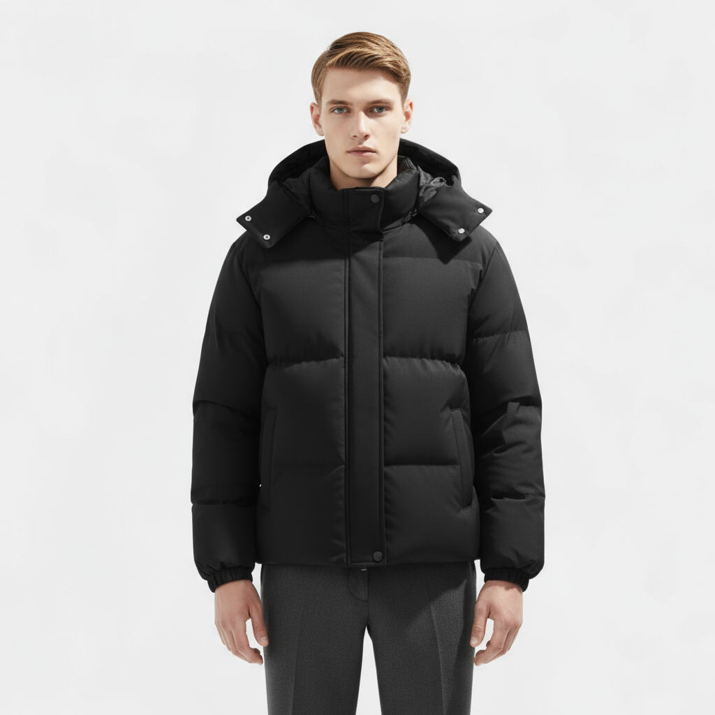 Men's Puffer Winter Jacket - Insulated Parka for Cold Weather Outdoor Activities - Water-Resistant, Hooded Design