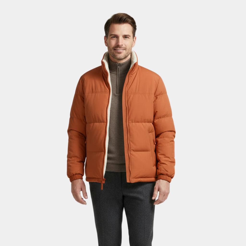 Men's Reversible Puffer Jacket - Sherpa Fleece & Padded Design for Winter Wear