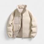 Men's Reversible Puffer Jacket - Sherpa Fleece & Padded Design for Winter Wear