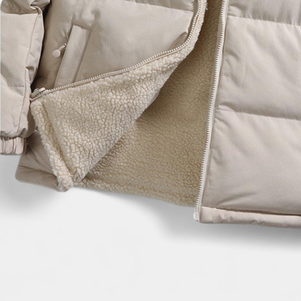 Men's Reversible Puffer Jacket - Sherpa Fleece & Padded Design for Winter Wear