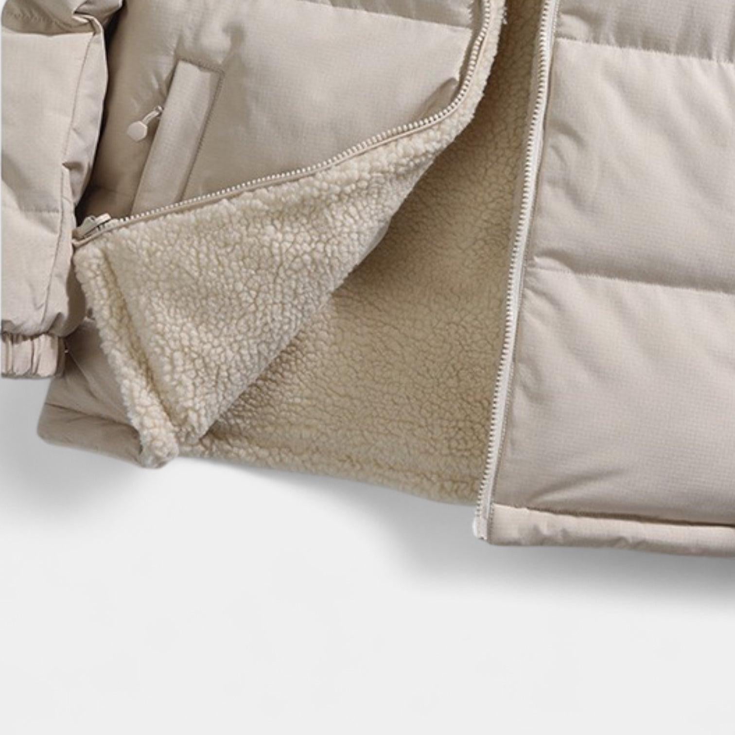 Men's Reversible Puffer Jacket - Sherpa Fleece & Padded Design for Winter Wear