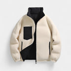 Men's Reversible Puffer Jacket - Sherpa Fleece & Padded Design for Winter Wear