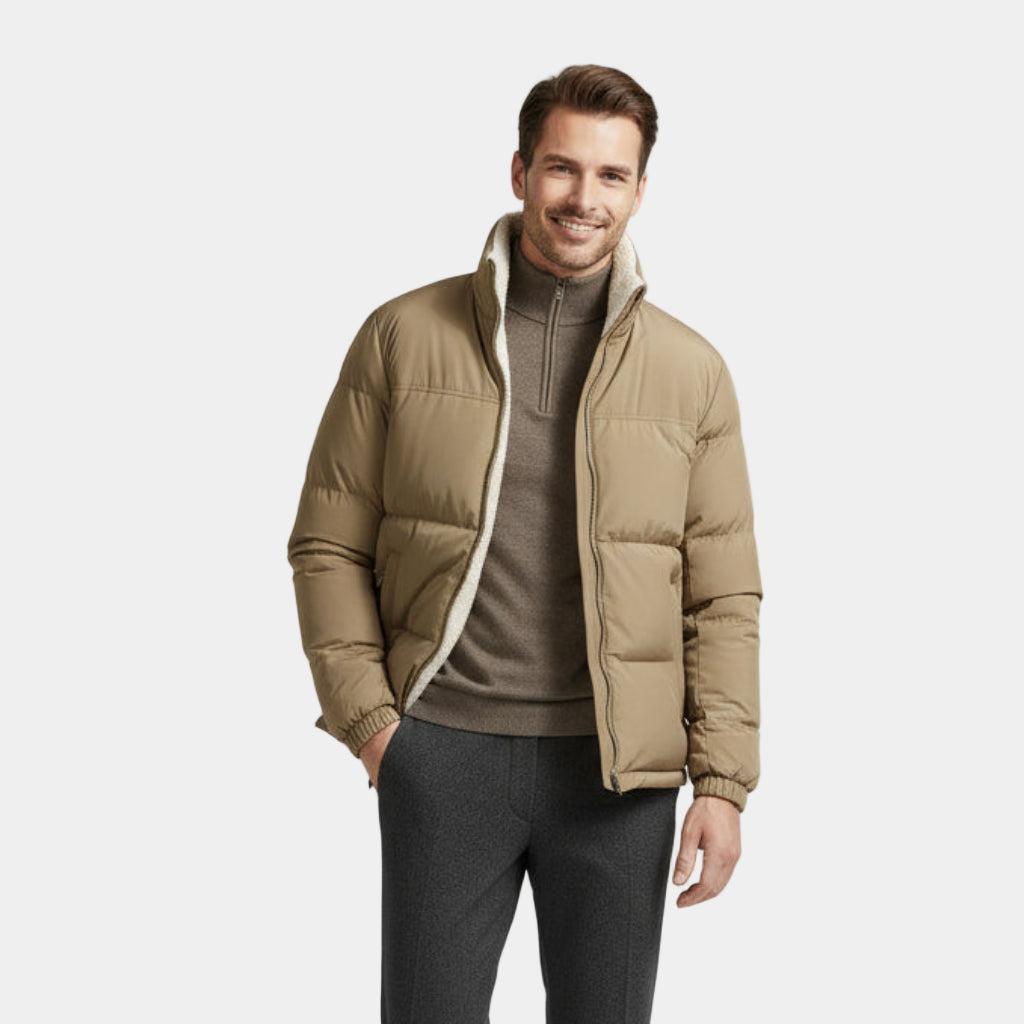 Men's Reversible Puffer Jacket - Sherpa Fleece & Padded Design for Winter Wear