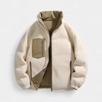 Men's Reversible Puffer Jacket - Sherpa Fleece & Padded Design for Winter Wear