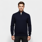 Men's Ribbed Collar Knit Quarter-Zip Mock Neck Sweater - Casual Pullover for Everyday Wear