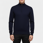 Men's Ribbed Collar Knit Quarter-Zip Mock Neck Sweater - Casual Pullover for Everyday Wear