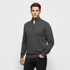 Men's Ribbed Collar Knit Quarter-Zip Mock Neck Sweater - Casual Pullover for Everyday Wear