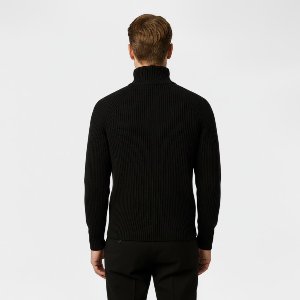 Men's Ribbed Half-Zip Mock Neck Sweater - Cozy Pullover for Casual Wear and Layering