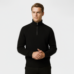 Men's Ribbed Half-Zip Mock Neck Sweater - Cozy Pullover for Casual Wear and Layering