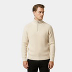 Men's Ribbed Half-Zip Mock Neck Sweater - Cozy Pullover for Casual Wear and Layering