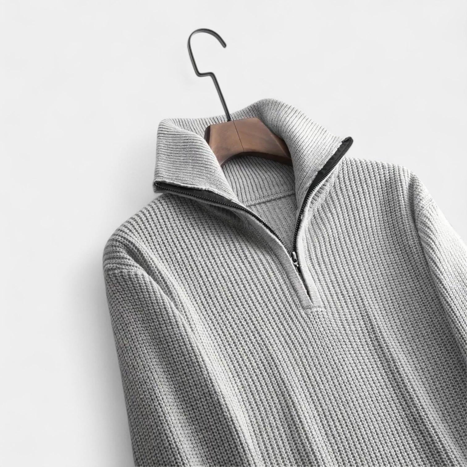 Men's Ribbed Knitted Half-Zip Sweater | Cozy Cotton Blend | Casual Wear for Fall & Winter