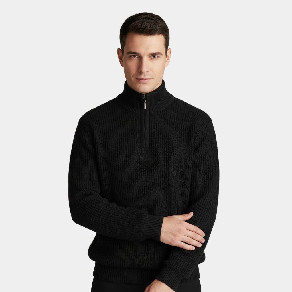 Men's Ribbed Knitted Half-Zip Sweater | Cozy Cotton Blend | Casual Wear for Fall & Winter
