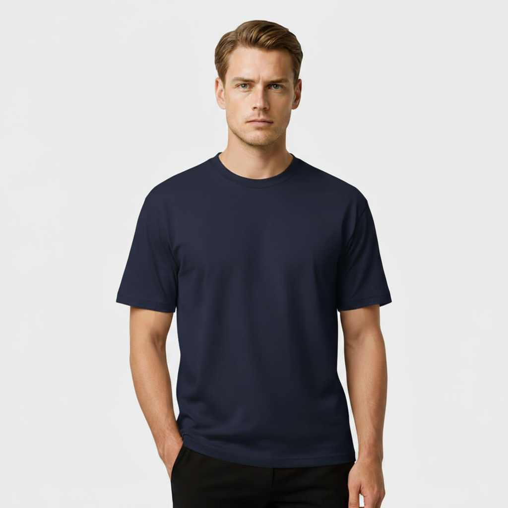 Men's Short Sleeve Crew Neck Essential T-Shirt - Soft Cotton Casual Wear for Everyday Use