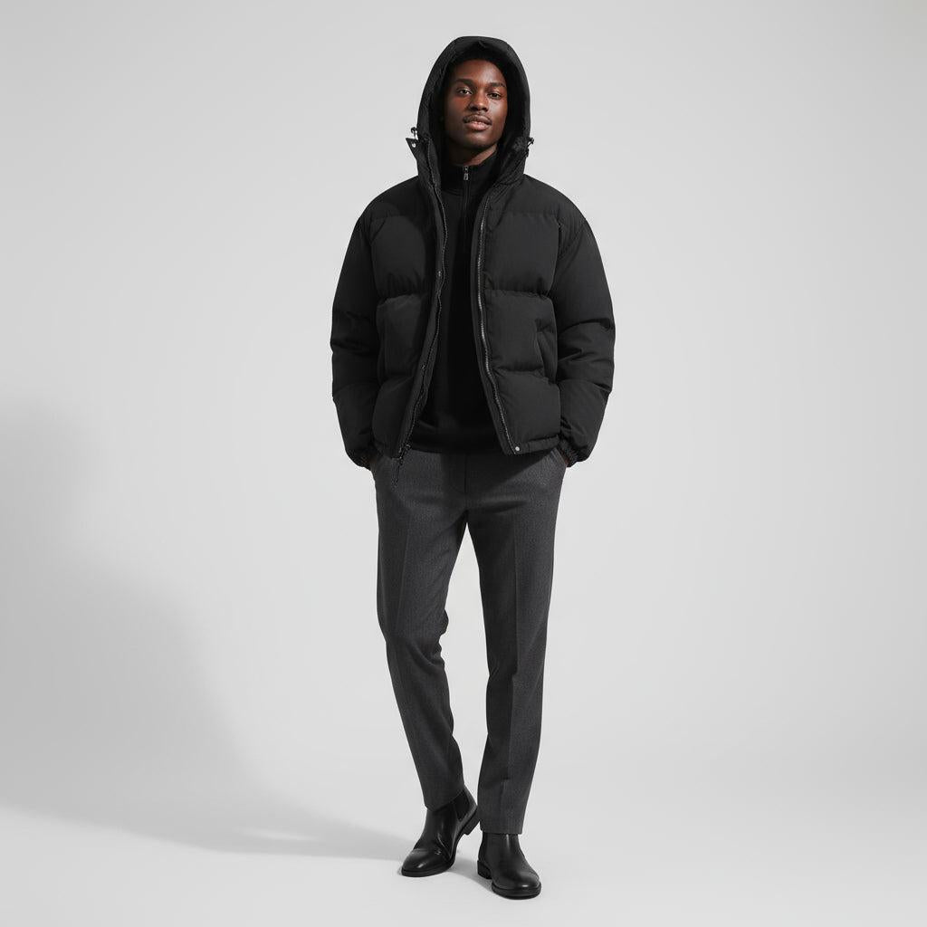 Men's Waterproof Windproof Down Puffer Jacket for Winter Outdoor Activities