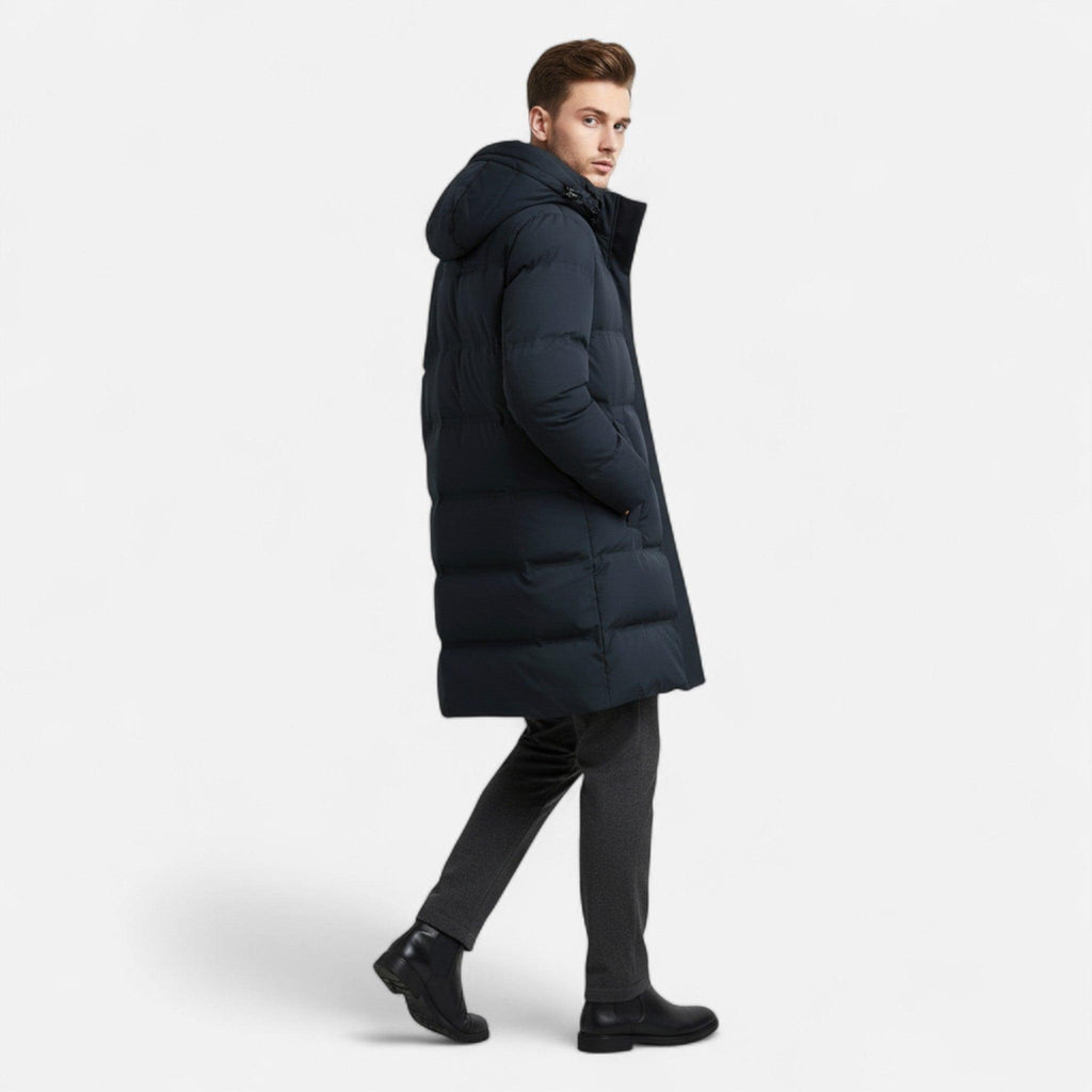 Men's Winter Down Parka - Hooded Insulated Design for Cold Weather Wear