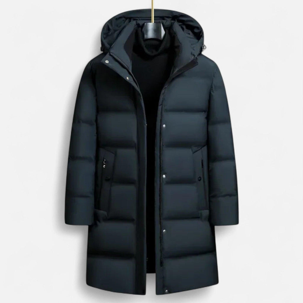 Men's Winter Down Parka - Hooded Insulated Design for Cold Weather Wear