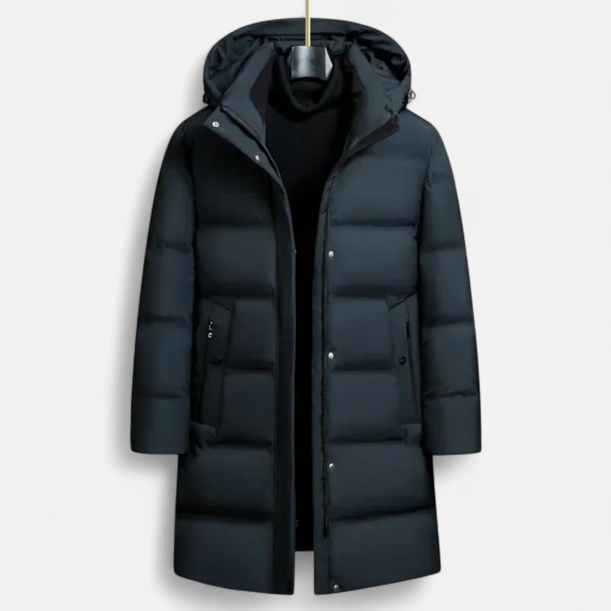 Men's Winter Down Parka - Hooded Insulated Design for Cold Weather Wear