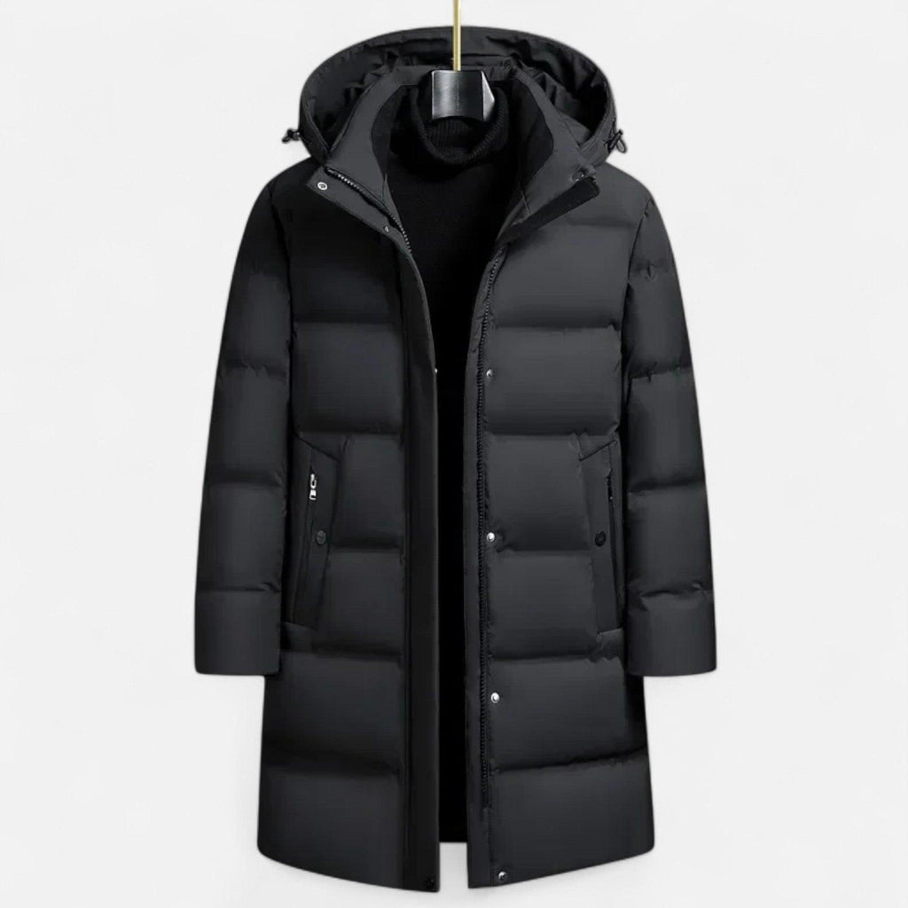 Men's Winter Down Parka - Hooded Insulated Design for Cold Weather Wear