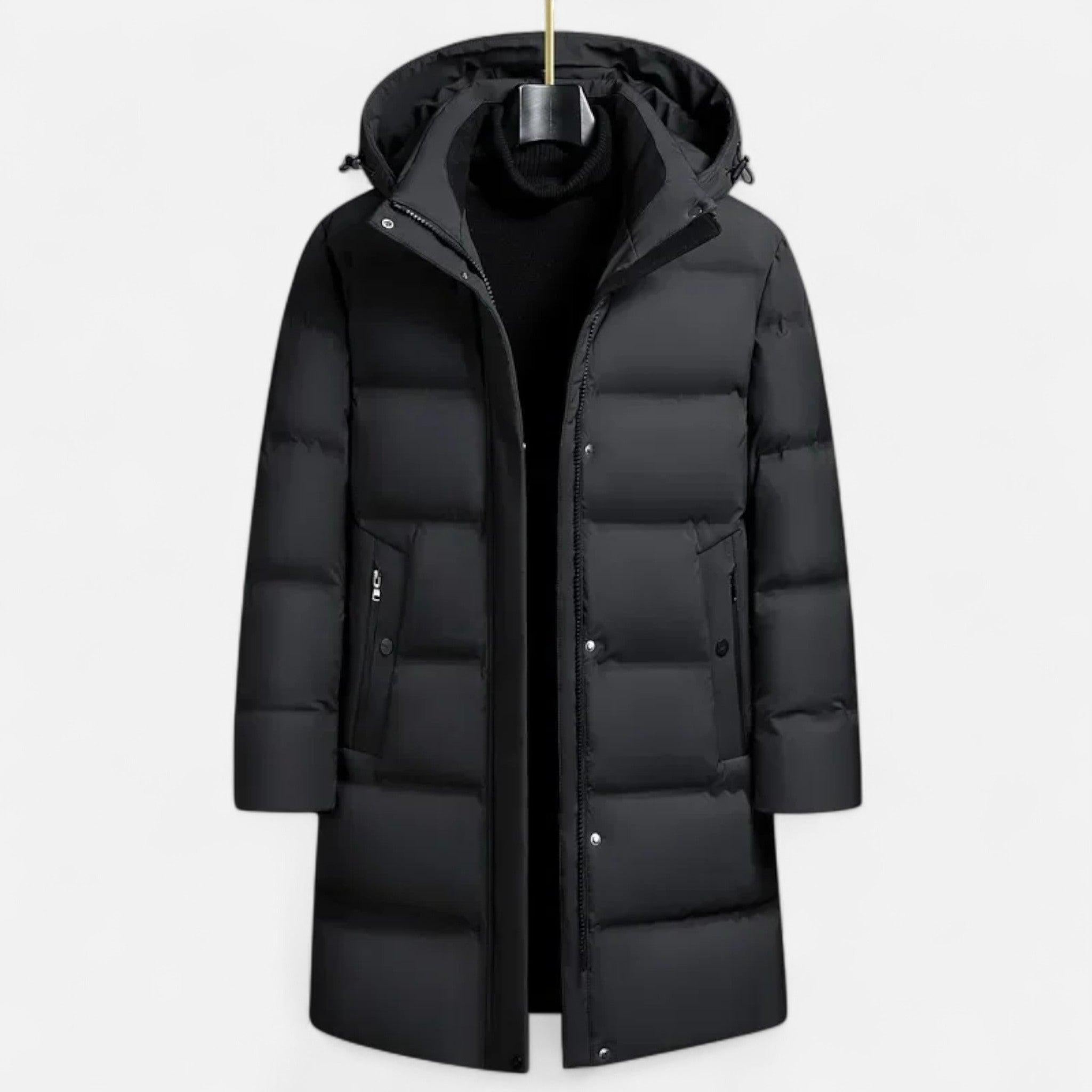 Men's Winter Down Parka - Hooded Insulated Design for Cold Weather Wear