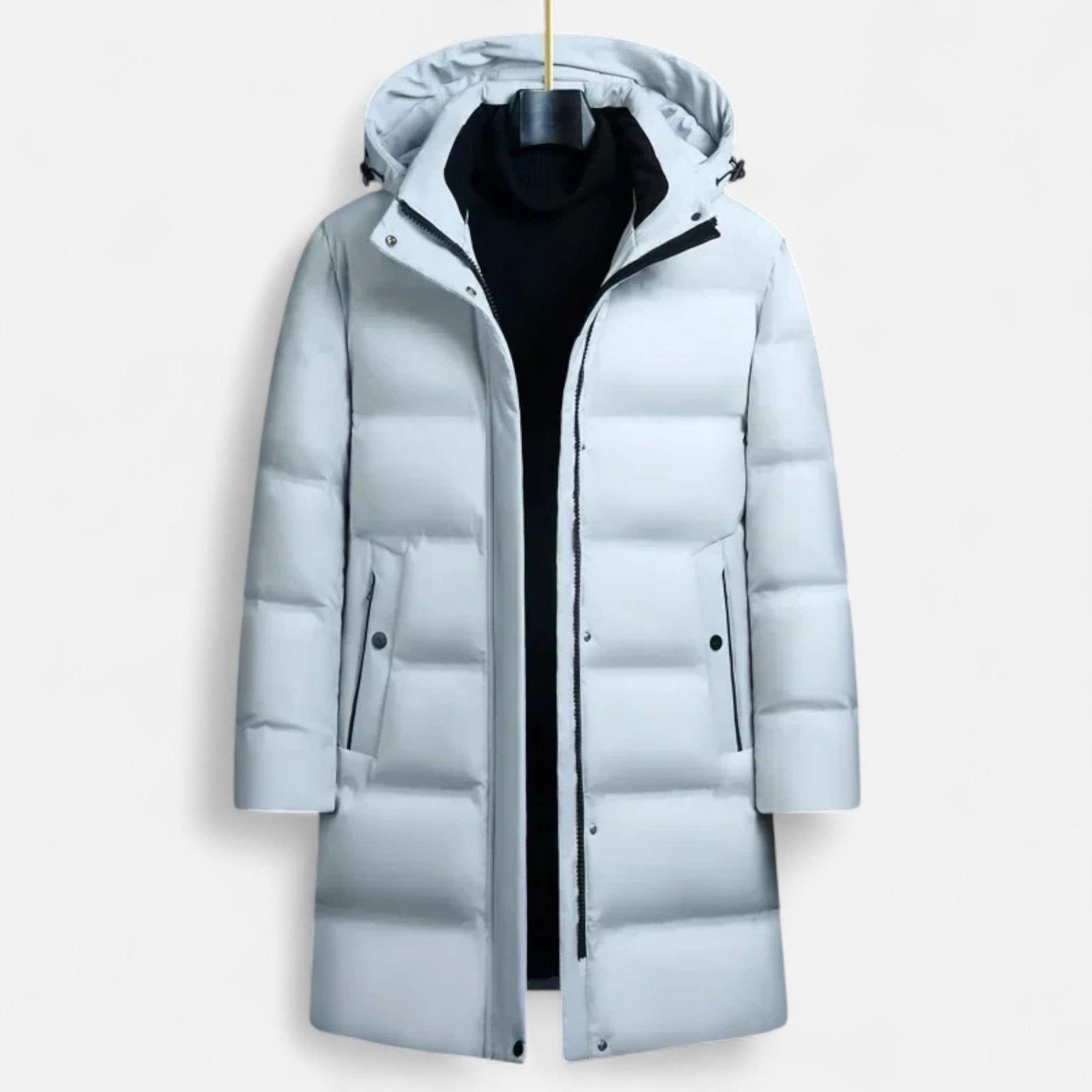 Men's Winter Down Parka - Hooded Insulated Design for Cold Weather Wear