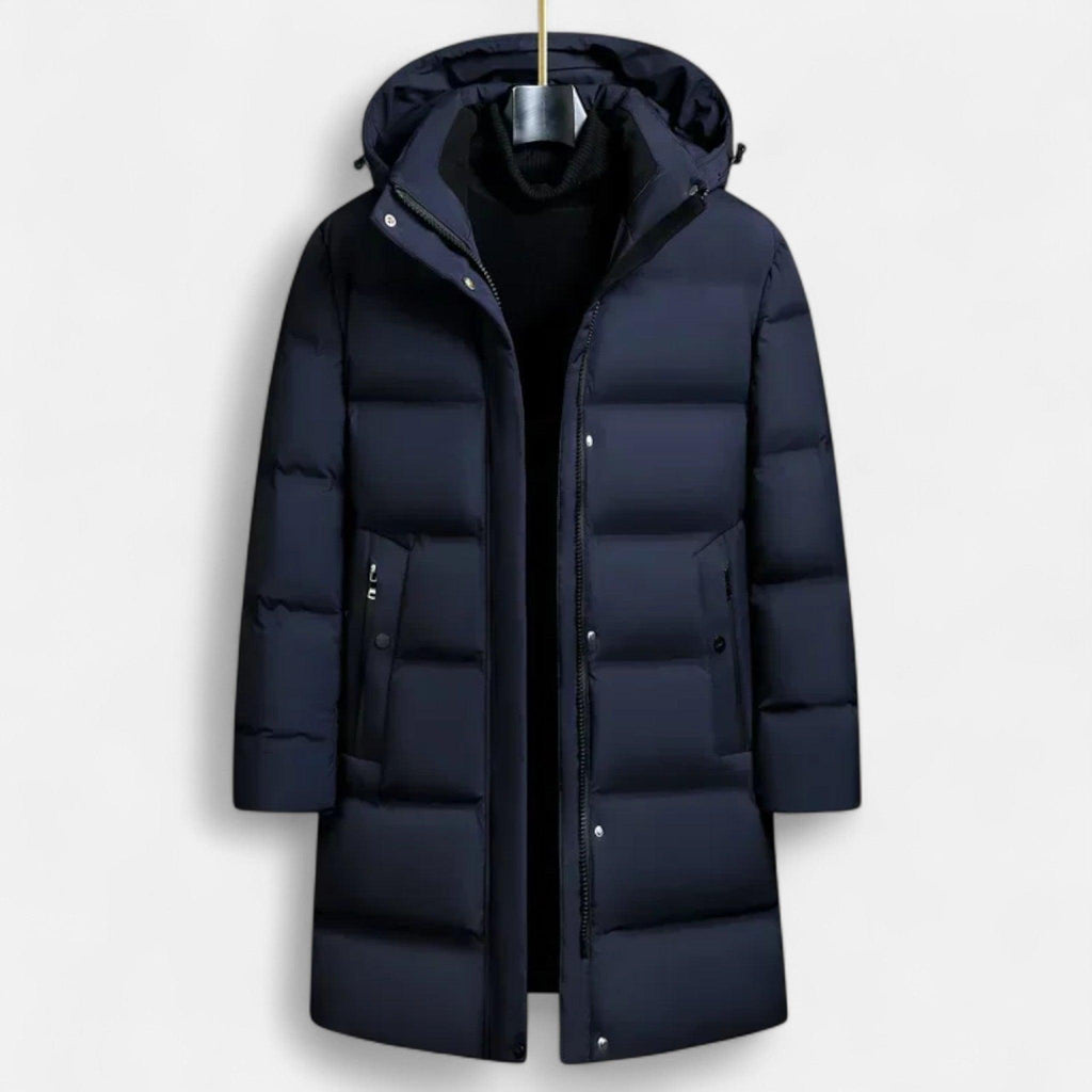 Men's Winter Down Parka - Hooded Insulated Design for Cold Weather Wear