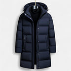 Men's Winter Down Parka - Hooded Insulated Design for Cold Weather Wear