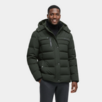 Men's Winter Puffer Coat with Fleece Lining - Longline Design for Cold Weather Outdoor Use