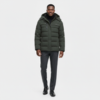 Men's Winter Puffer Coat with Fleece Lining - Longline Design for Cold Weather Outdoor Use