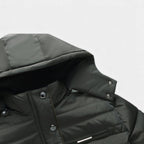 Men's Winter Puffer Coat with Fleece Lining - Longline Design for Cold Weather Outdoor Use