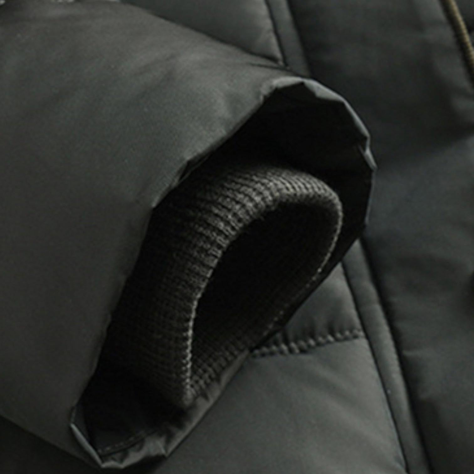 Men's Winter Puffer Coat with Fleece Lining - Longline Design for Cold Weather Outdoor Use