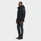 Men's Winter Puffer Coat with Fleece Lining - Longline Design for Cold Weather Outdoor Use