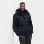 Men's Winter Puffer Coat with Fleece Lining - Longline Design for Cold Weather Outdoor Use