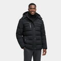 Men's Winter Puffer Coat with Fleece Lining - Longline Design for Cold Weather Outdoor Use