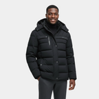 Men's Winter Puffer Coat with Fleece Lining - Longline Design for Cold Weather Outdoor Use