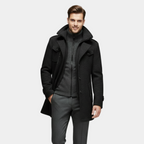 Men's Wool-Blend Overcoat - Tailored Button-Up Winter Coat for Cold Weather Wear
